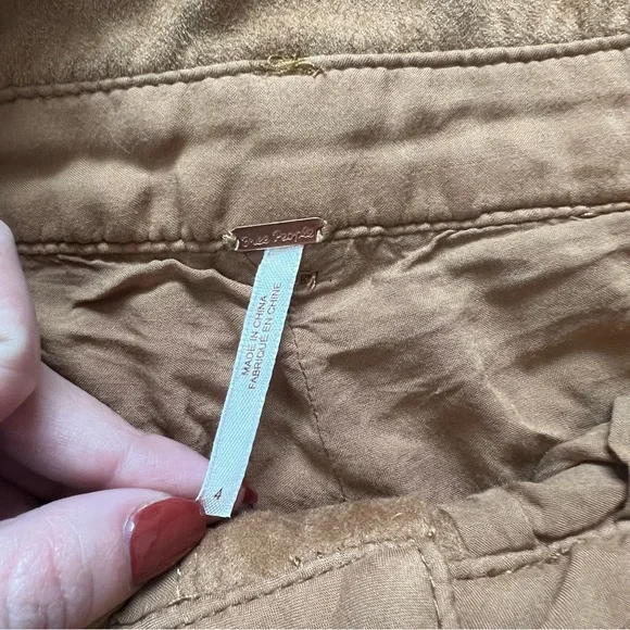 Free People Nightfall Brown High-Waisted Vegan Suede Pants with Tie Waist Sz 4 - Picture 6 of 14